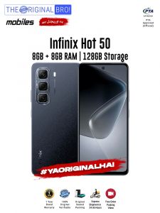 Infinix Hot 50 - 8GB RAM - 128GB Storage - PTA Approved - 12 Months Warranty - Black - The Original Bro Mobiles - TOB35
